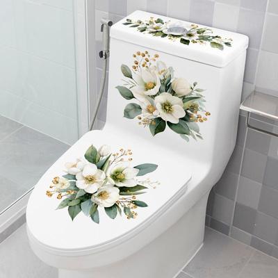 Adesivo WC Adesivo Fiore Farfalla Bagno Autoadesivo Pittura Adesivo Impermeabile Copri WC Adesivo Muro Bagno
