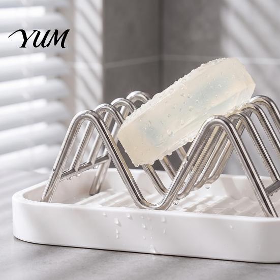 Durable Soap Tray for Laundry Room 3-Compartment Storage Rack, Stainless Steel Holder with Removable Rustproof Stand Water Tray, Hollow Tilt