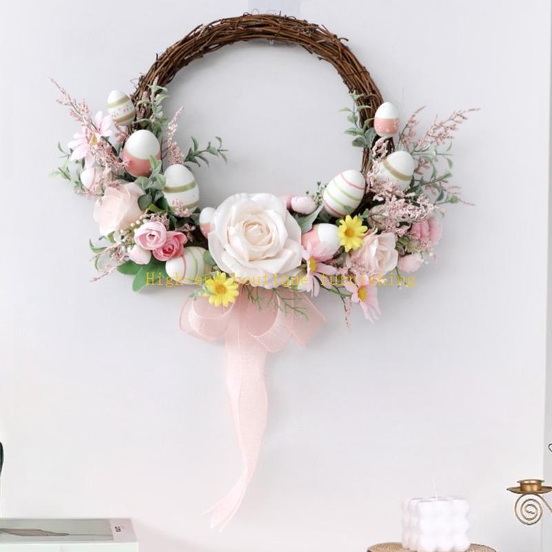  Artificial Flower Wreath for Easter Front Door Window Wall Hanging Decoration