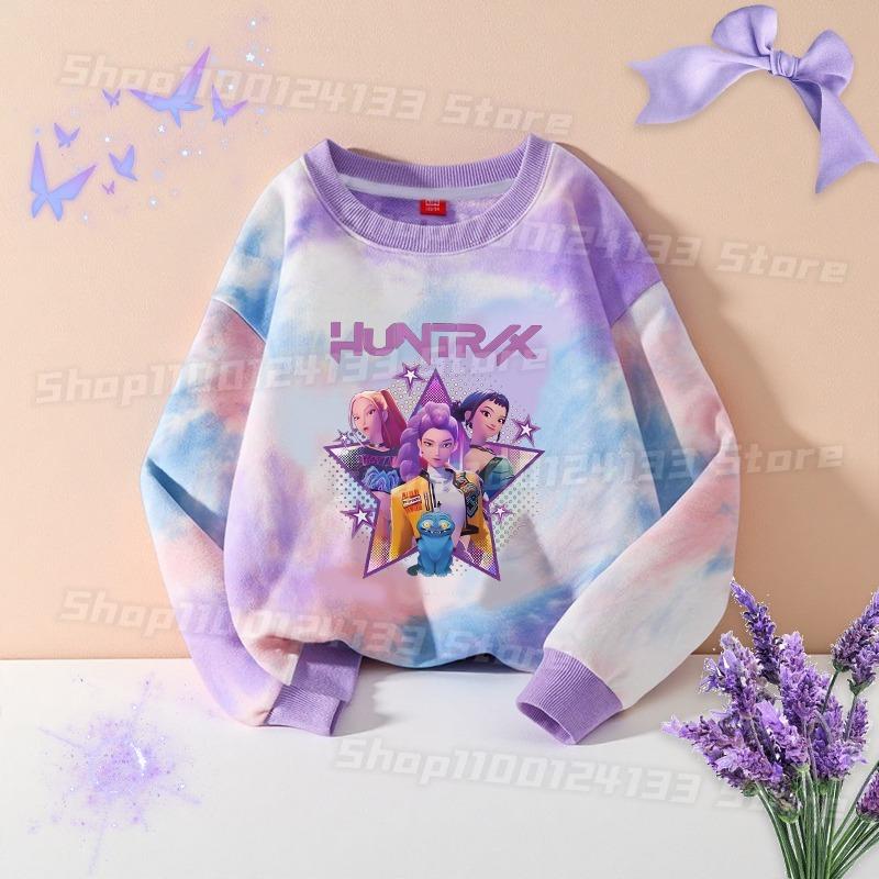 Spring And Autumn Demon Hunter Streetwear T Shirt Girl Cute Anime Print Kid Game Y2K Kawaii Tie-dye Women's Outdoor Pullover Long Sleeve Top Clothes