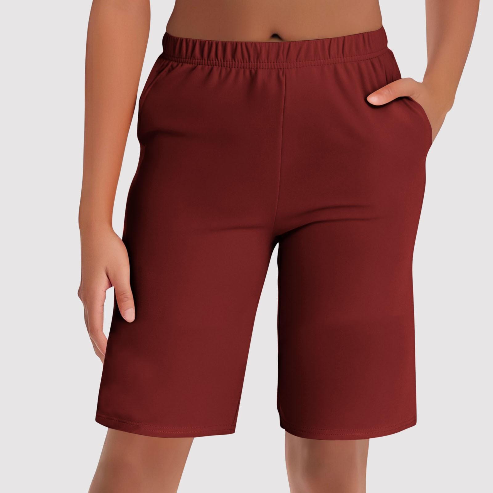 

Женские утягивающие леггинсы с высокой талией, брюки-клеш с эластичной талией и короткими штанинами больших размеров XL винный