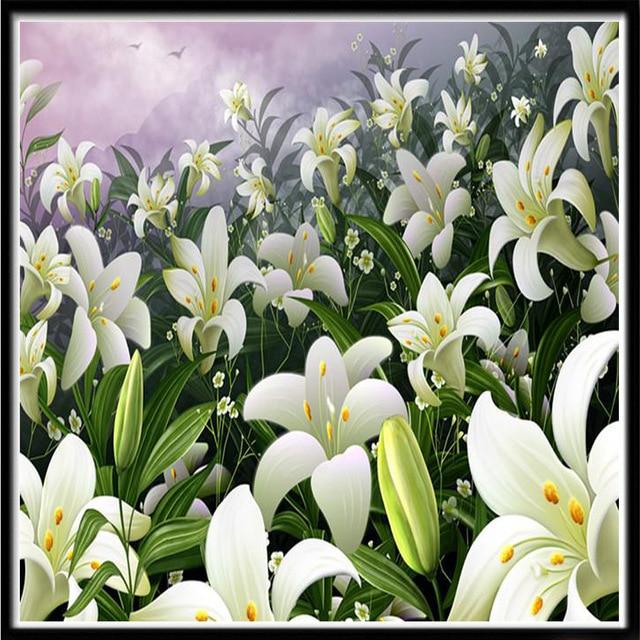 Pittura diamante 5D Fai da te Paesaggio Fiore Colore Rosa Ricamo diamante Ricamo diamante