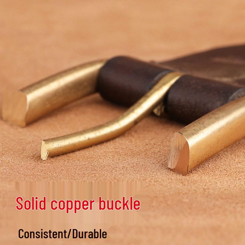 Pánský retro pásek z vrchní vrstvy hovězí kůže s masivní mosaznou kolíčkovou přezkou