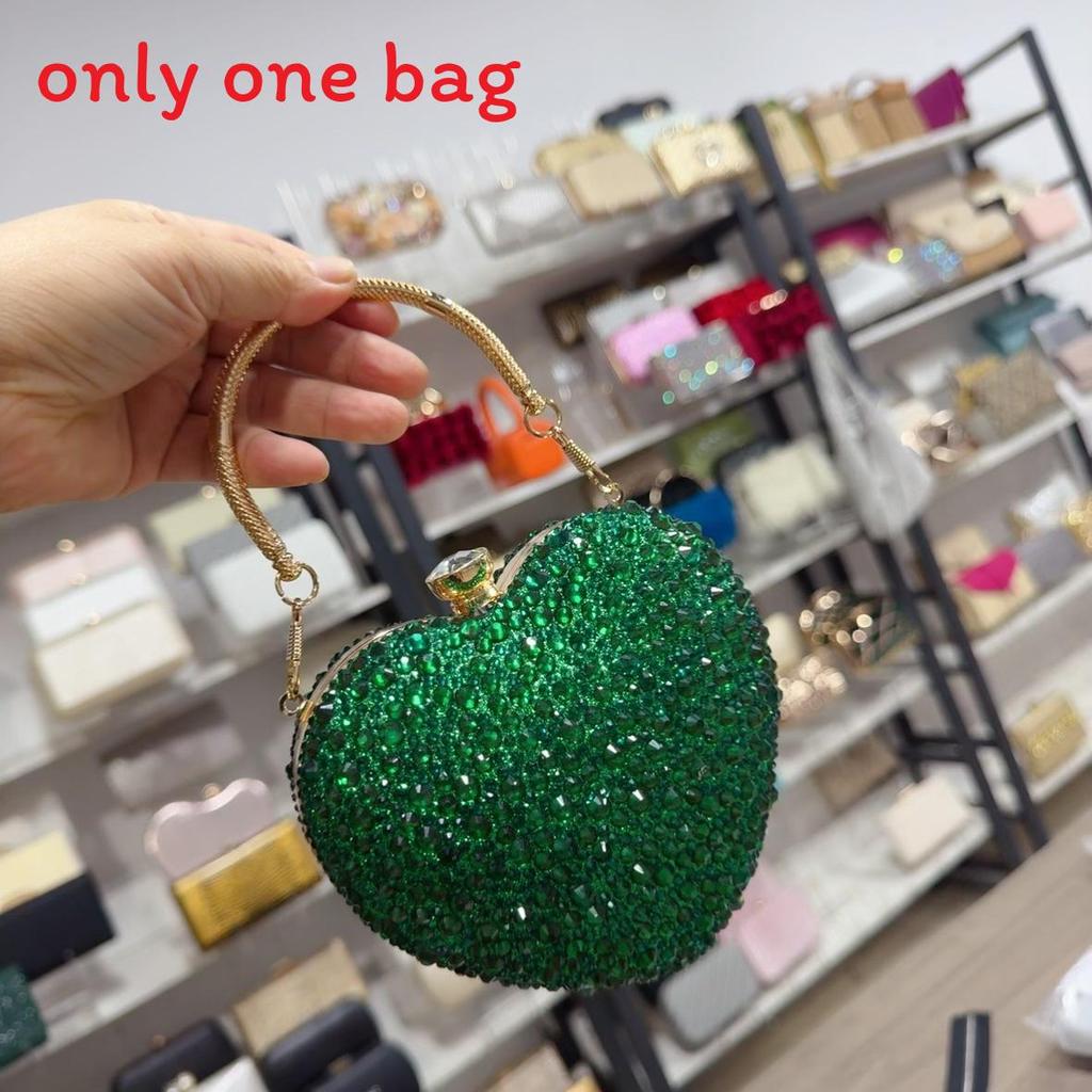 Acrylic Heart Shaped Mini Handbag With Rhinestones And Chain For Evening Wear