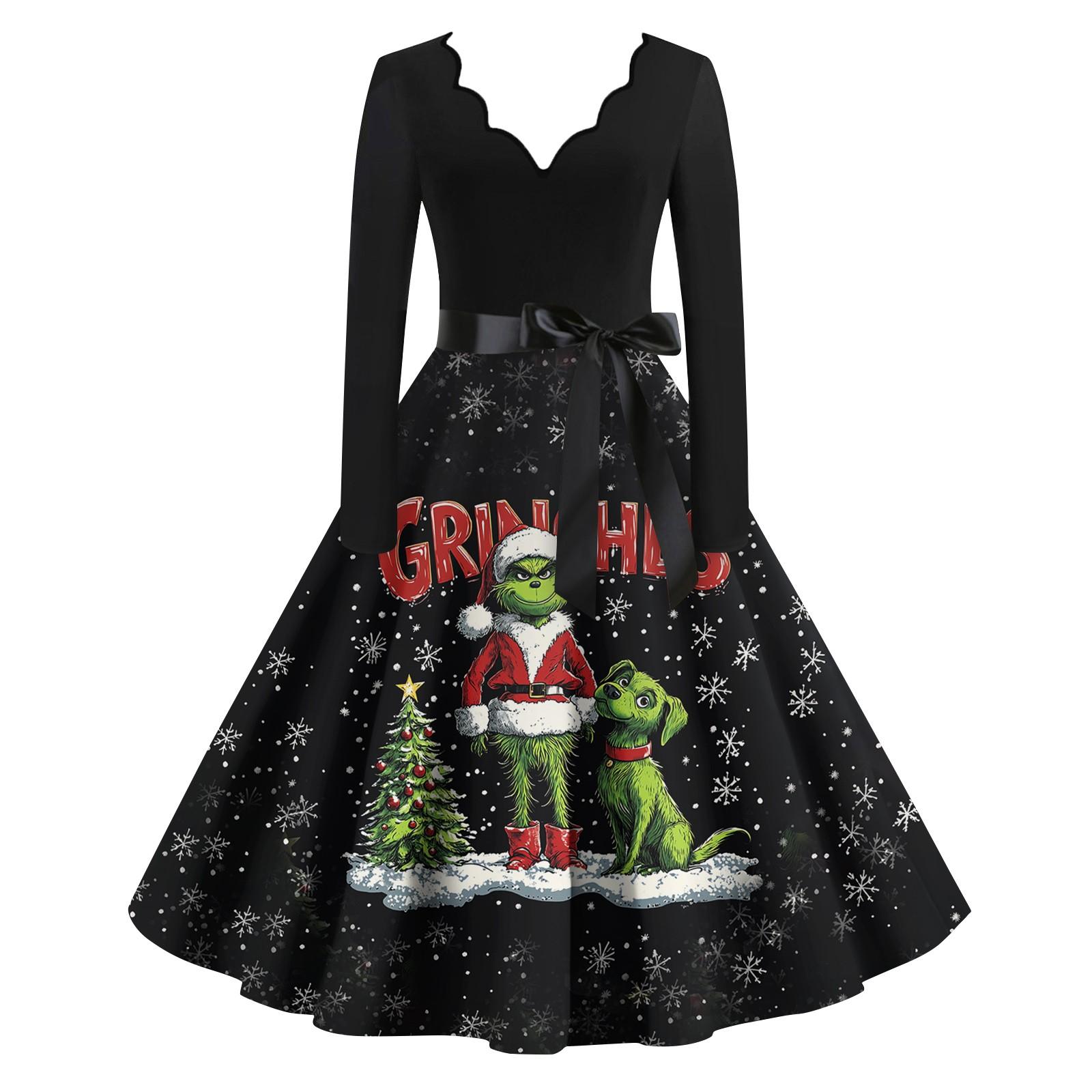 

Женское повседневное модное платье с длинным рукавом и принтом, вечернее повседневное платье с V-образным вырезом и вырезом XL арбуз красный