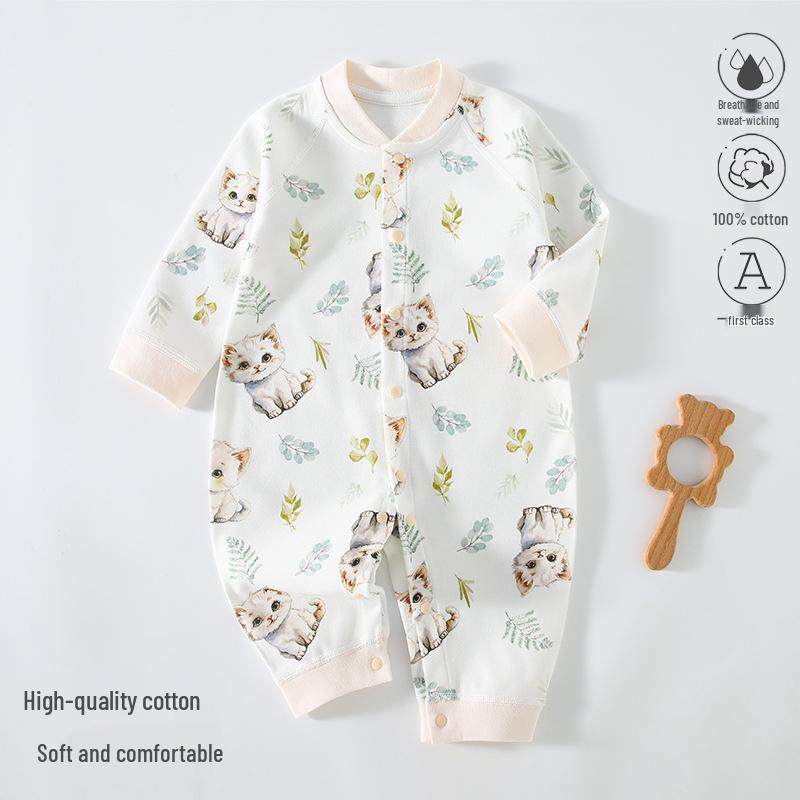 Pure Cotton Long Sleeve Baby Romper - Spring/Autumn Newborn Bodysuit & Boneless Pajamas
