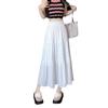 Women's Petite High-Waist A-Line Black Umbrella Midi Skirt - Summer 2024