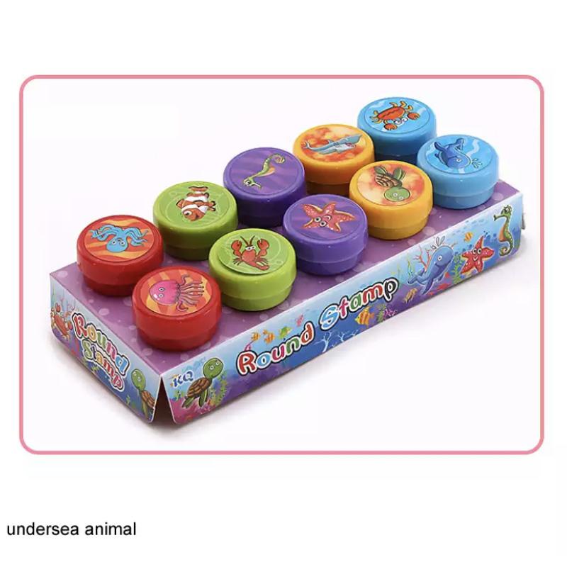 10pcs/Set Children Toy Stamps Cartoon Animals Fruits Kids Seal For Scrapbooking Stamper DIY Scrapbook Cartoon Stamper Toys