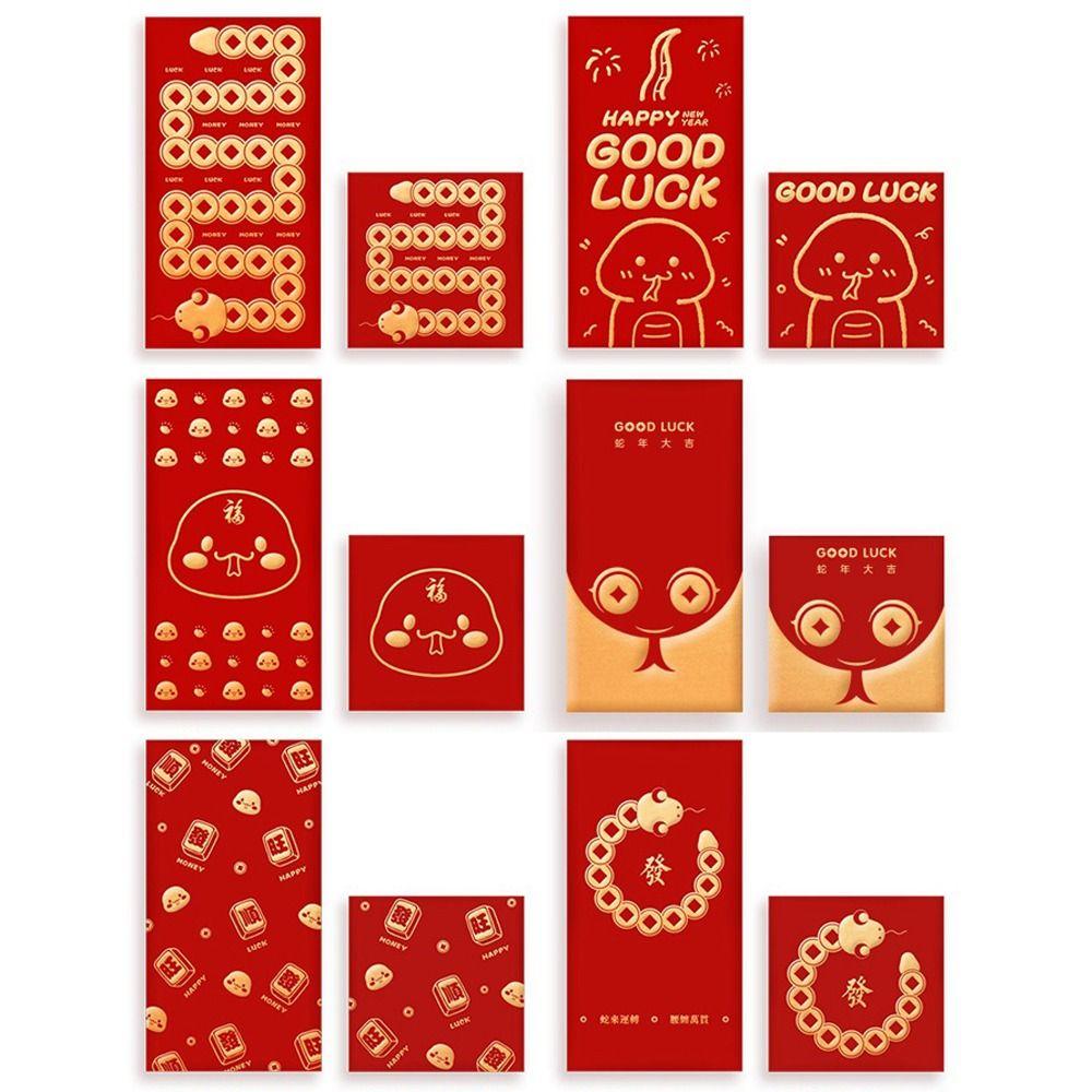 

30PCS/Set New Year Blessing 2025 Luck Money Bag Thick Paper Red Money Pockets Year of The Snake 04-S