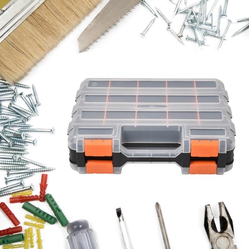 Double Side Tools Box Hardware Tool Container Bin Small Parts Storage Case Plastic Sorting Box Display Storage Case