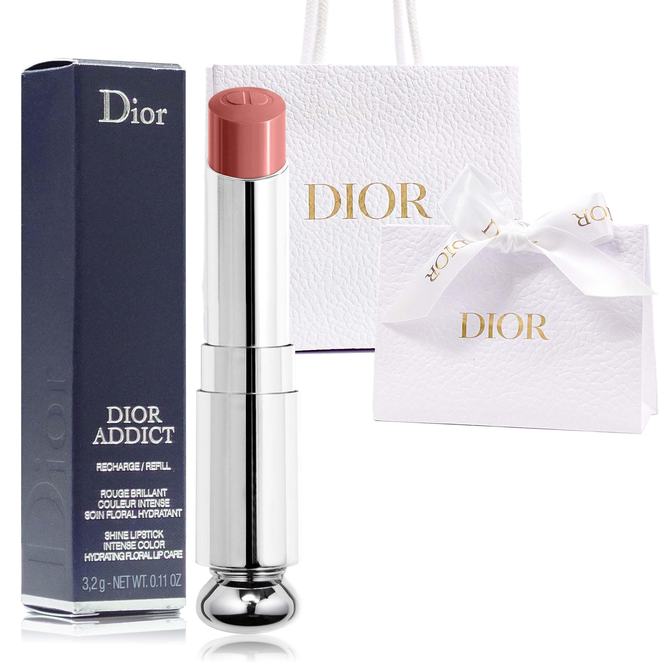 Dior Addict Lipstick Nude Lipstick Department Store Cosmetics Gift Present with Shopping Bag DIOR (Refill) (#100 Look) 3.2g