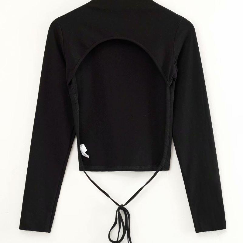 Long Sleeve Navel Short T-Shirt