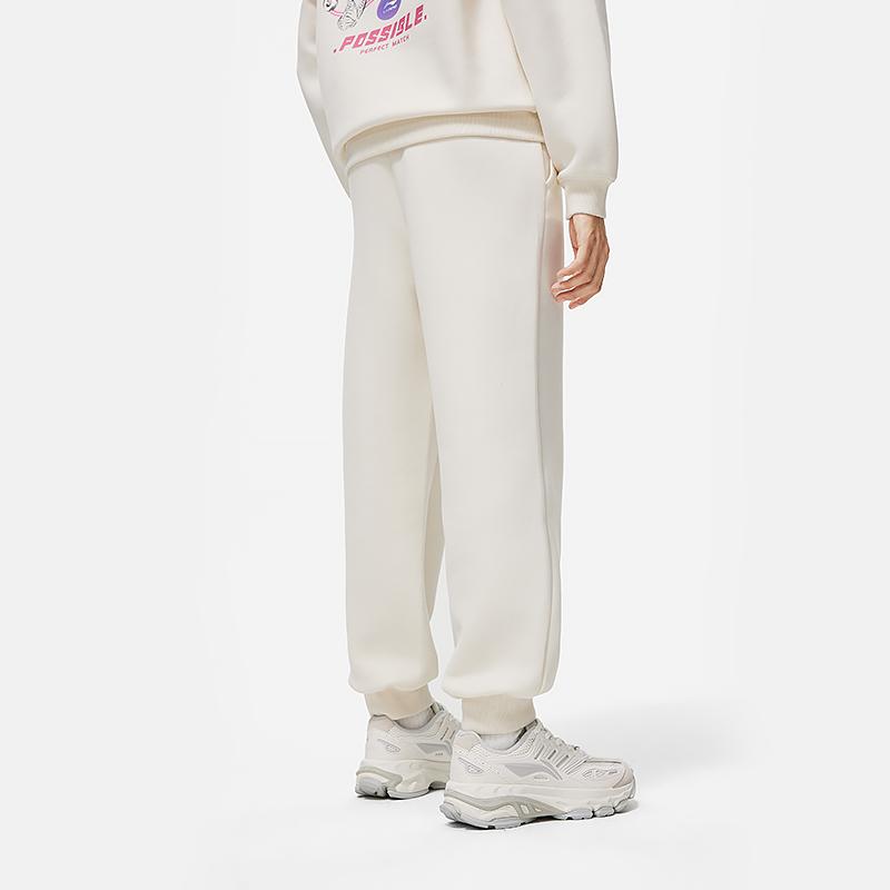 Li Ning Sports Lifestyle Series Solid Color Mid Waist Tapered Drawstring Knitted Joggers Women Joggers AKLU032-1