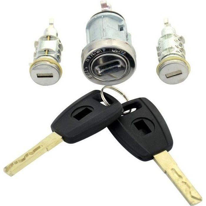 KIT 2 Serrures portes barillets + neiman FIAT Punto Doblo Panda Palio Bravo...Clés LAME SIP22 Pro-Plip