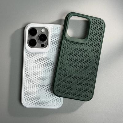 Für Magsafe Luxus Wärmeableitung Mesh-Hülle für iPhone 15 Pro Max 14 Plus 13 12 11 Magnetische drahtlose Ladeatmungsaktive Abdeckung