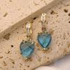 1 Pair Luxury Colorful Heart Shape Zirconia Dangle  Earrings for Women Golden Earring Jewelry Party Accessories