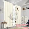2pcs 2D Flat Printing Window Curtains Swan Garlic Swarlig Polyester Without Electricity Party Decorations Perfect for Outdoor