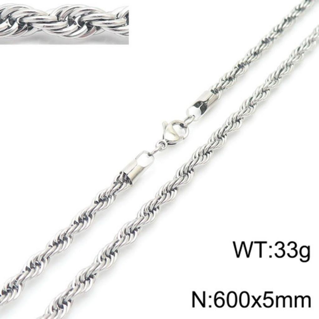 2~8mm Steel Color Stainless Steel Twist Chain Necklace Accessories Rock Hip-hop Color Men and Women Plain Chain