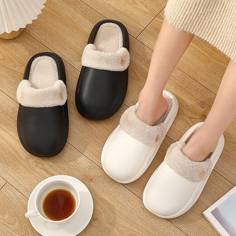 Winter waterproof cotton slippers home warm non-slip indoor thick-soled cotton shoes outer wear removable cotton mop