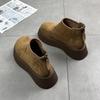 Stivaletti alla Caviglia in Suede con Plateau Scarpe Invernali da Neve Calde in Cotone con Zeppa Stivali alla Moda Trend Goth Chelsea Botas Mujer
