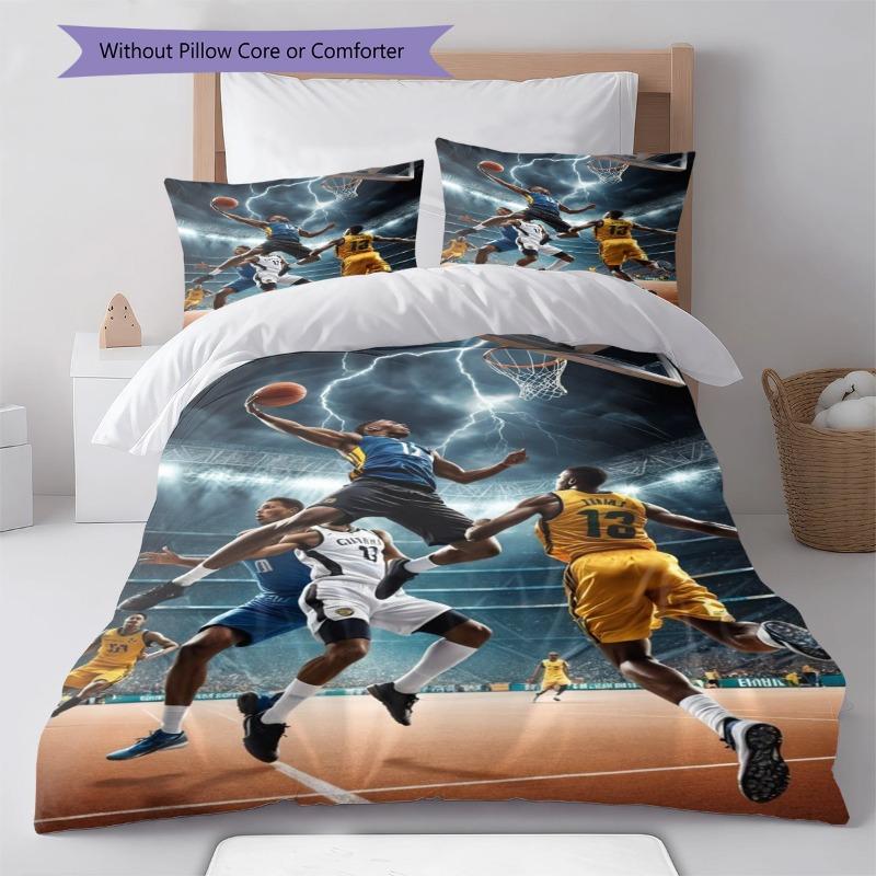 Lightning Basketball Game Stadium Print 3‑Pieces Duvet Cover Set Sport Theme Bedding Bedroom Home Decor Without Pillow Core Comforter