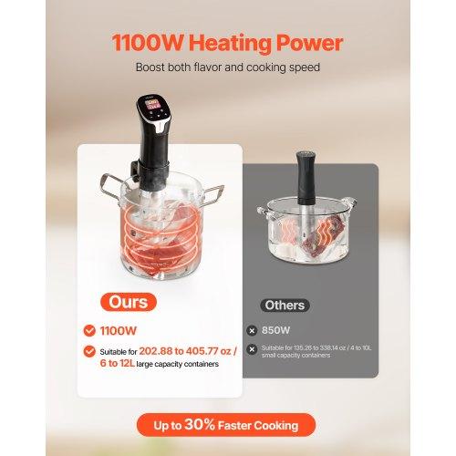 VEVOR Sous Vide Precision Cooker, 1100W Sous-Vide Cooking Machine, WIFI Immersion Circulator with 10 Preset Recipes, LCD Touchscreen, Fast-Heating