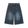 Nicchia Tutto abbinabile Pantaloncini da uomo americani Pantaloncini di jeans blu retrò consumati Larghi Dritti A gamba larga Pantaloni sette spacchi Pantaloni medi