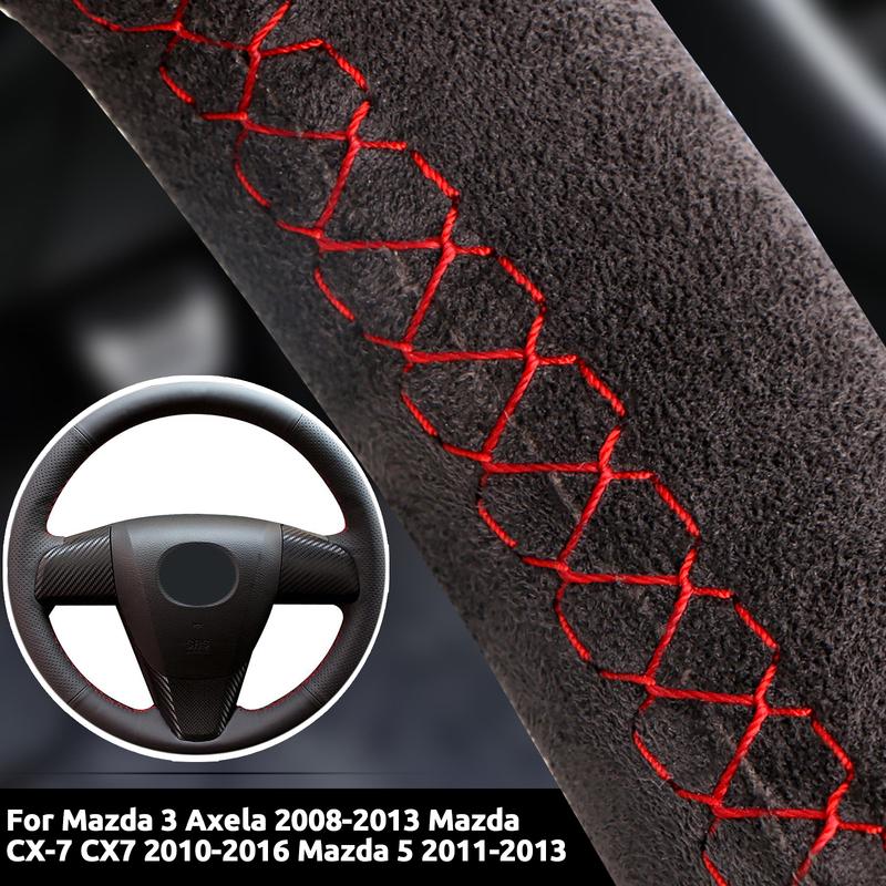 Suede Leather Car Steering Wheel Cover For Mazda 3 Axela 2008-2013 Mazda CX-7 CX7 2010-2016 Mazda 5 2011-2013 Auto Accessories