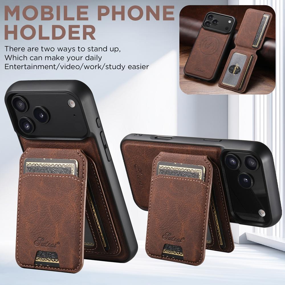 2 in 1 Leather Case For iPhone 17 Promax Air 16 Pro max 15 Plus 14 Pro 13 12 Wireless Charging Kickstand Card Slots Phone Cover