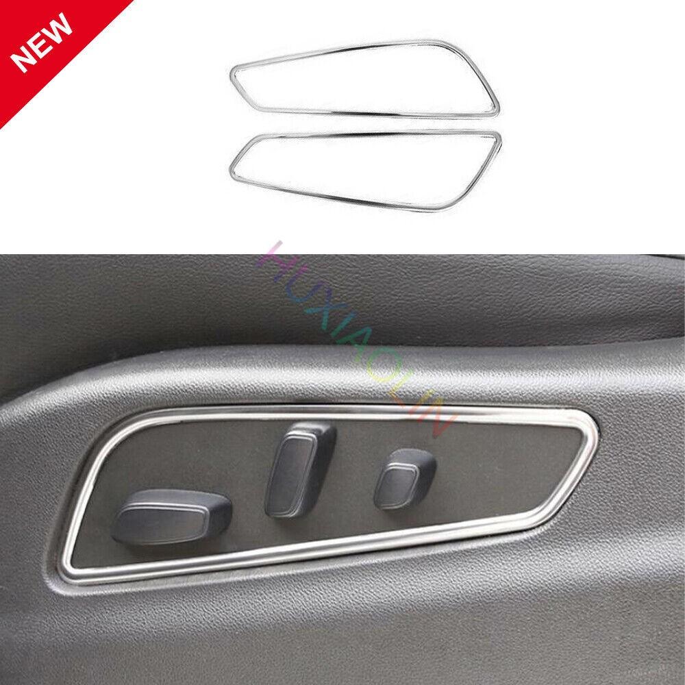 For Cadillac XT6 2020-2022 Chrome Steel Seat Adjustment Button Panel Trim 2PCS