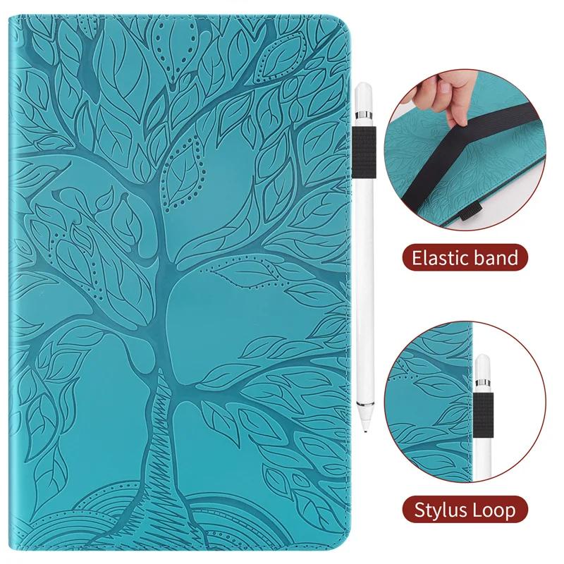 Funda for Samsung Tab S10 FE Case 10.9" Embossed Tree Leather Wallet Flip Cover for Galaxy Tab S10 Fe Sm-x520 X526b Case Coque