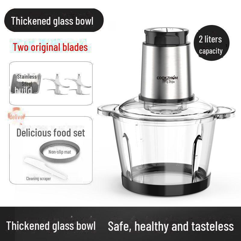 

Электрическая мясорубка Chuzhijia из нержавеющей стали для начинки пельменей, чеснока и рубленых овощей 2 Sets of Blades, 1 Spare Set