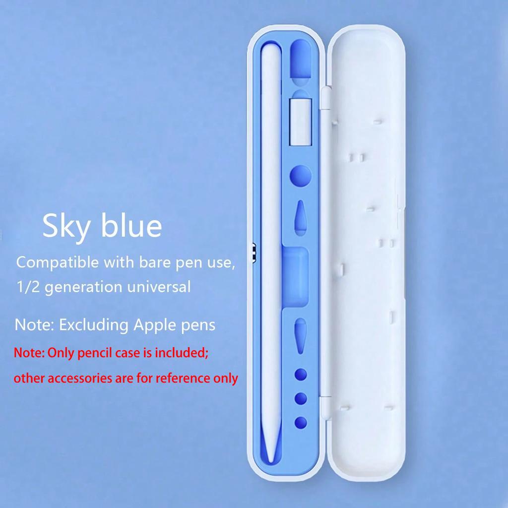 Portable ABS Silicone Case Storage Box for Apple Pencil, Nib Holder Stand, Protective Cover for iPad Pencil Stylus Pen