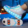 Kid's Four-wheel Detachable Flat Shoes Rechargeable LED Luminous Sports Shoes with Wings Children's Skates with Brakes Roller Skates sneakers