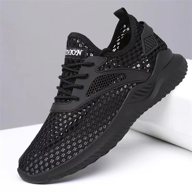 

Summer hollow new fashion sports shoes new low-top soft-bottom mesh breathable casual shoes men s shoes 44 чёрный