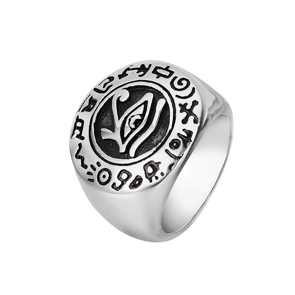 Vintage Stainless Steel Egyptian Men's Ring Eye Of Horus Punk Biker Ancient Egyptian Rune Ring For Men's Fashion Jewelry