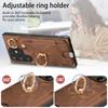 Ring Holder Cards Solt Wallet Leather Case For Samsung Galaxy S25 Ultra S24 FE S23 S22 Plus A16 A26 A56 A06 A36 A17 A07 Cover