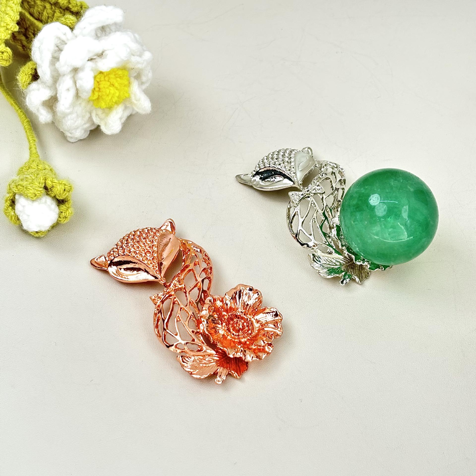 

Подставка-держатель для хрустального шара - Резное украшение в виде яйца с металлическим лисом и круглой пластиной в стиле ретро Rose Gold