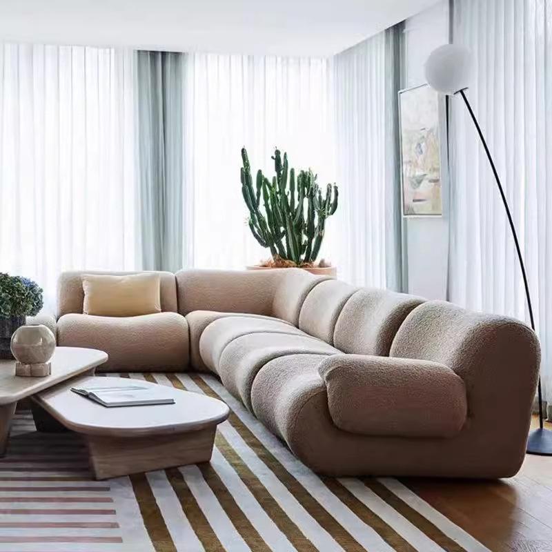 Retro Style Modular Fabric Sofa - Small Apartment Compressed Sofa with Full Sponge Cushion