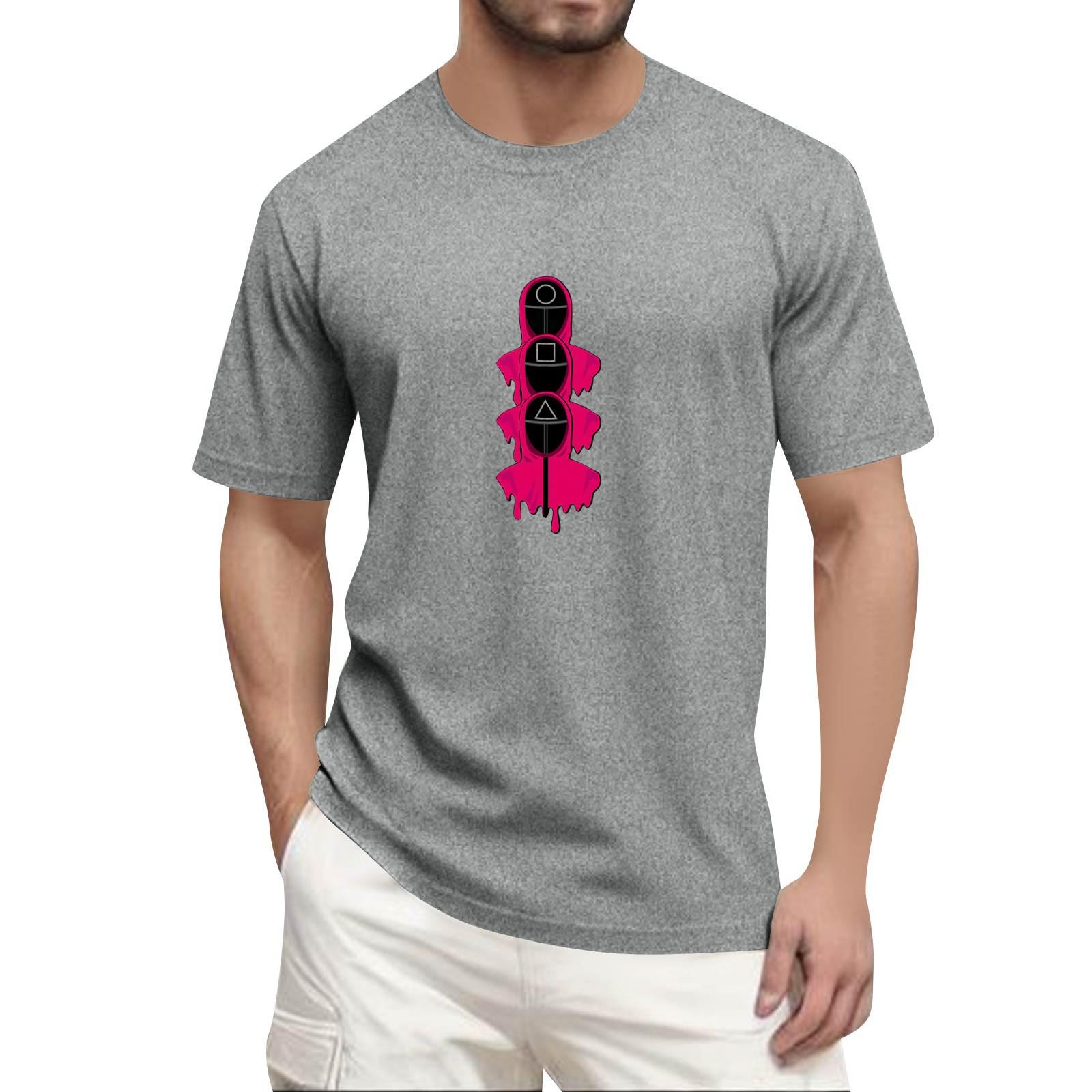 

Мужская модная футболка с принтом, круглым вырезом, прямыми плечами и короткими рукавами XXXL