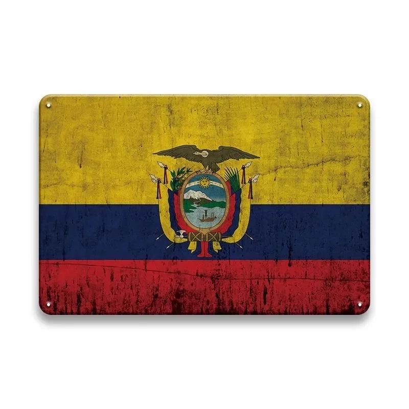 Rustic Antique International Countries Flag Metal Sign Retro Wall Art For Bar Garage Pub Man Cave Indoor Wall Decoration
