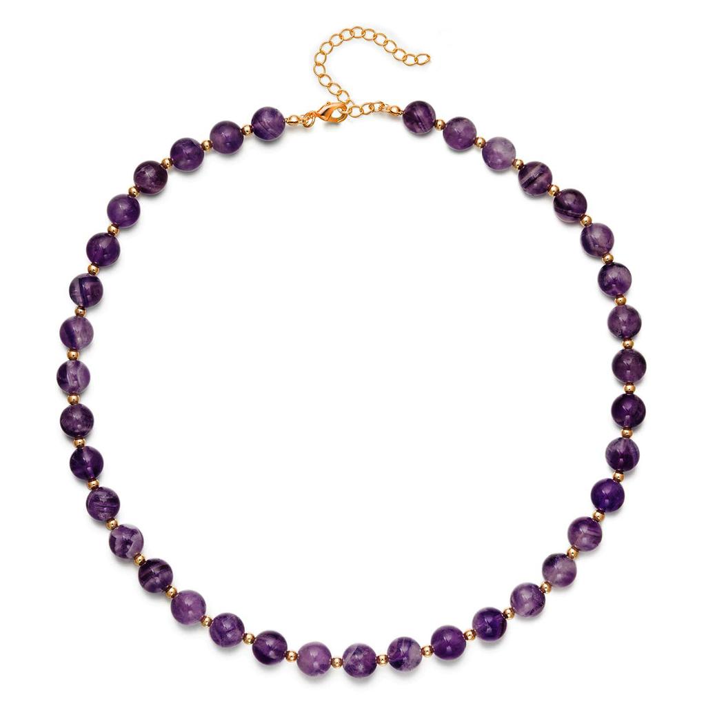 Natural Crystal Lucky Amethyst Clavicle Necklace French Minimalist Crystal Necklace