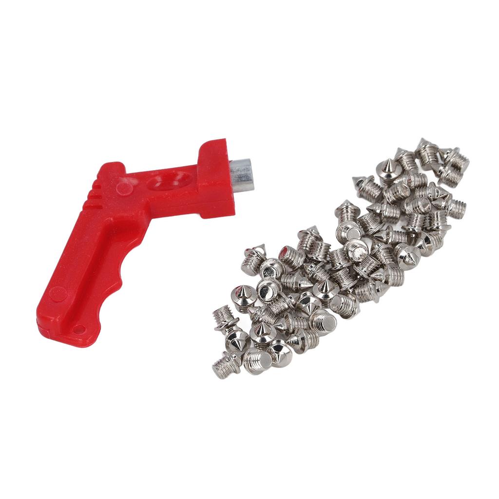 50pcs Golf Shoe Spikes Carbon Steel Rust Proof Anti Slip Spikes with Spike Wrench Track for Sports