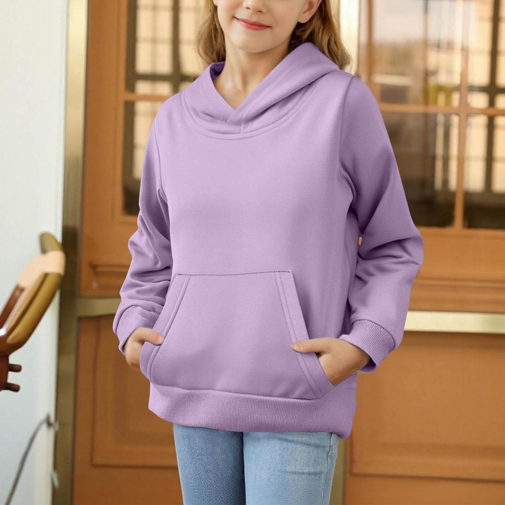 Boys and Girls Hoodie Pullover Color Loose Fit Casual Sport Top for Activewear