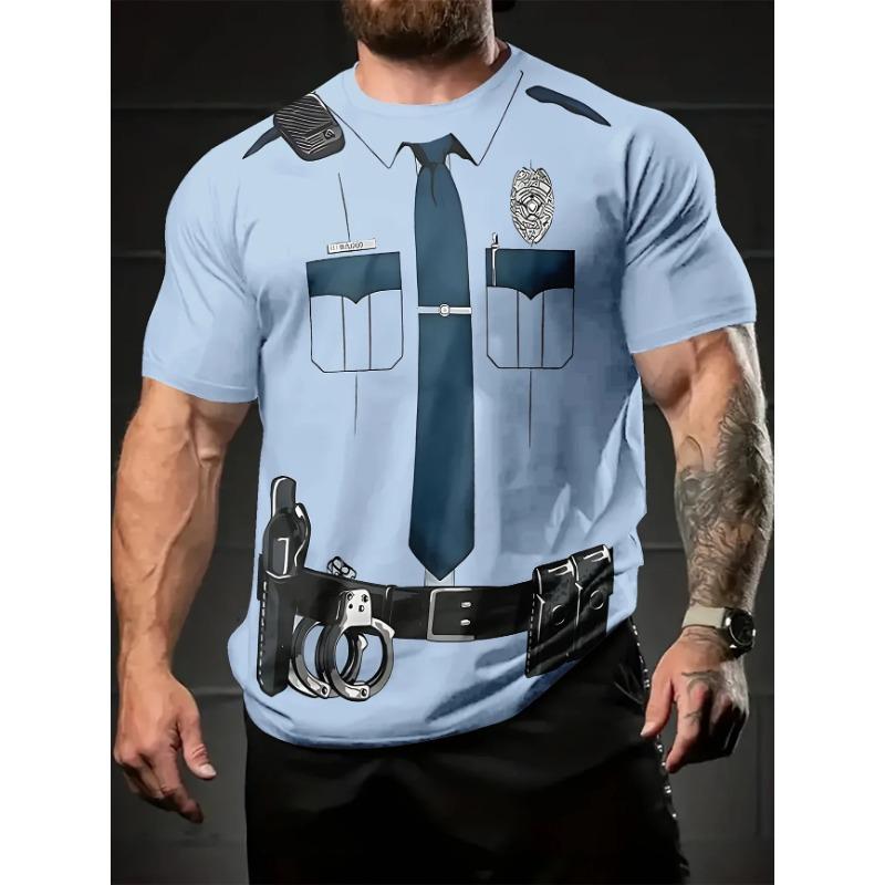 Summer Round Neck Funny Cartoon Pattern 3D Print Top Fashionable Casual Short Sleeved Men's T-shirts