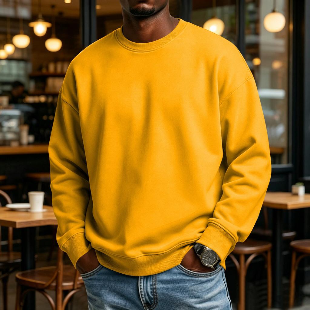 Men's Casual Long Sleeve Lined Sweatshirt for Outdoor Sports and Everyday Wear