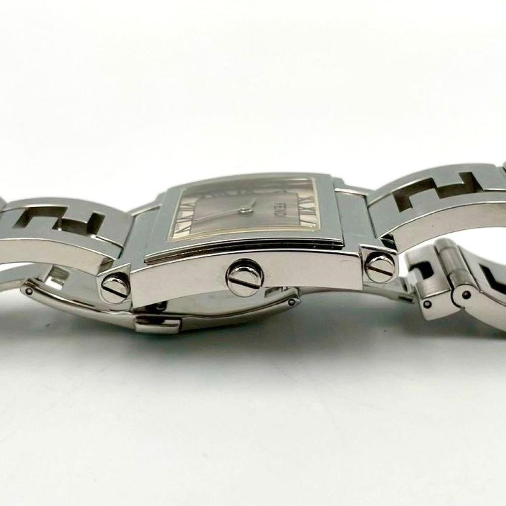 Used 963 Good Condition FENDI 6000G Watch Quartz Square Orology Stainless Steel Silver Working