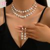 HY  Women's 3 Piece Luxury Set Fashionable Shiny Rhinestone Necklace Earrings Bracelet for Anniversaries Party Gift