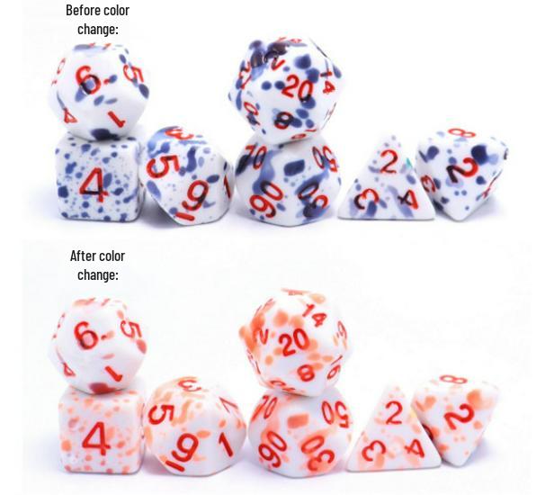Temperature Sensitive Blood Spot Red & Colorful Earth Role-Playing Dice Set