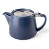 ForLife Ceramic Teapot, 530ml Capacity, 3-Cup Capacity, with Tea Strainer, Dishwasher Safe, Lid Secure, One-Handed Pour, Indigo Blue, Stamp Teapot,